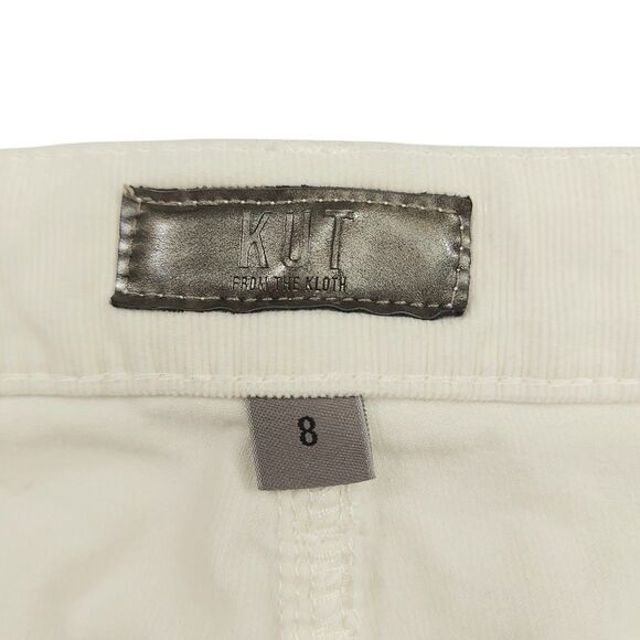 Kut from the Kloth Kelsey Corduroy Pants Womens 8 Ivory FAB AB Ankle Flare - Picture 9 of 12